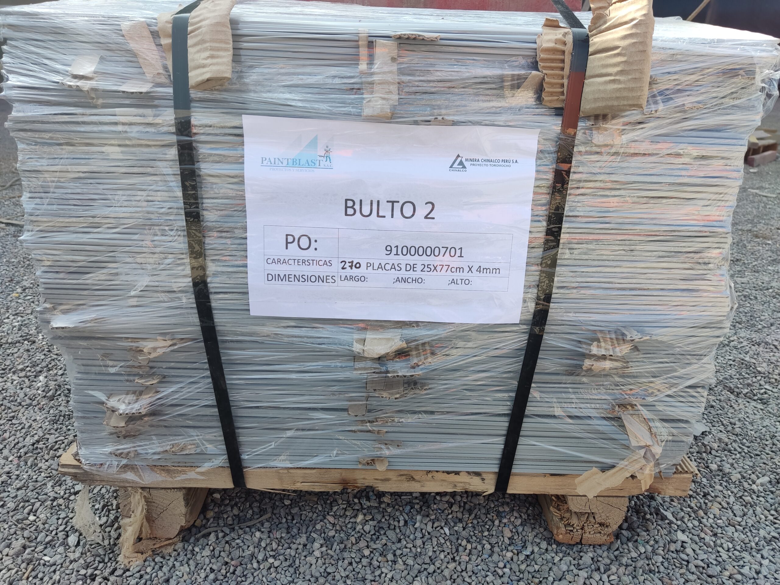 Granallado y Pintado de placas contrapeso - Minera Chinalco